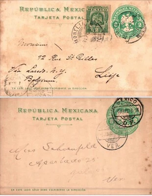 Mexico 1900's  2 Prepaid Stationery Postcards - Image 1 of 4