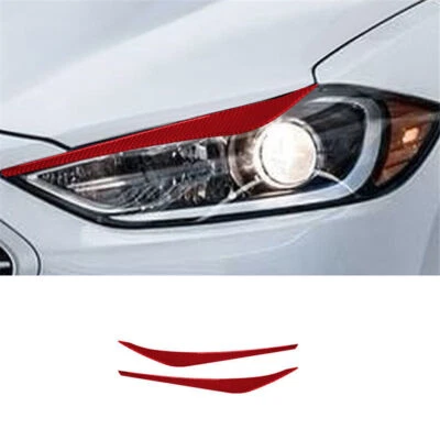 2X Tapicería de cubierta de cejas de faros de fibra de carbono roja para Hyundai Elantra 2016-2018 Foto 1 de 4
