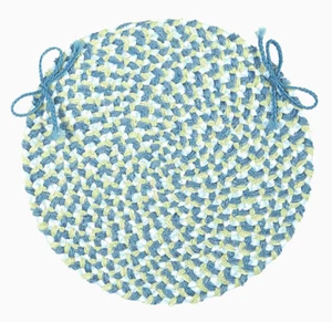 Colonial Mills Blokburst SET OF 2 Chenille Blend 'Blueberry Pie' Chair Pads, 15" - Picture 1 of 5