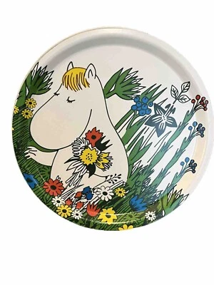 Moomin Snorkmaiden Birch Round Tray 12” Floral Bright Colors New - Image 1 of 4