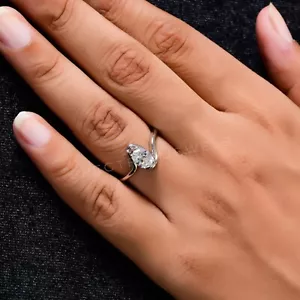 0.91 Ct Single Oval Cut Natural Diamond Solitaire Wedding Ring 14k White Gold - Picture 1 of 9