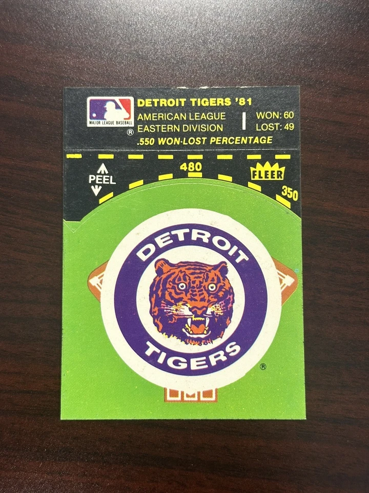 Vintage 80s Detroit Tigers Fleer Sticker card  - Image 1 of 1