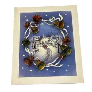 A Gibson Card Glittery Bells Vintage Christmas Card - Picture 1 of 4