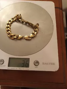 GOLD 9K MENS VINTAGE CURB CHAIN BRACELET MADE IN ITALY HEAVY USED HALLMARKED - Picture 1 of 12