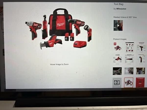 New MILWAUKEE M 12 - 5 TOOL COMBO KIT.CHARGER,2 1.5 Batteries And Contractor Bag - Picture 1 of 14