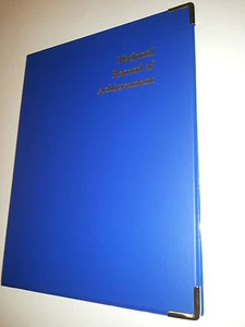 NATIONAL RECORD OF ACHIEVEMENT PVC FOLDER IN BLUE LOOK PVC WITH gold - Picture 1 of 3