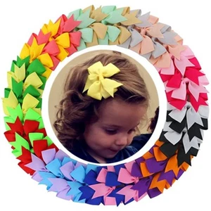 40 Pcs ( 20 Pairs ) 3" Girls Grosgrain Ribbon Boutique hair bows Clips for Girls - Picture 1 of 7