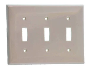 Leviton 002-80711-W 3-Gang Toggle Switch Wallplate Material: Nylon Color: White - Picture 1 of 2