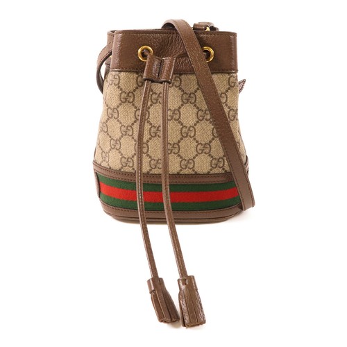 GUCCI GG GHW Ophidia secchiello borsa a tracolla 550620 PVC rivestito tela marrone