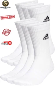 Adidas Cushioned Crew Socks 6Pack Unisex White Gym Training Workout Arch Support - Picture 1 of 1