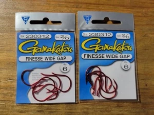 Gamakatsu Fishing Hooks Finesse Wide Gap Hook Size 2/0 230312 TWO NEW Packs - Picture 1 of 2