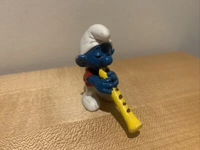 1980 Los Pitufos Armonía Pitufos con Flauta Figura de Colección Juguete PVC Peyo/Schleich/Hong Kong Foto 1 de 3