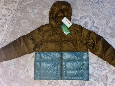 ❄️NWT Marmot Women’s 700 fill Guides Down Hoody large brown aqua jacket coat  - Image 1 of 4