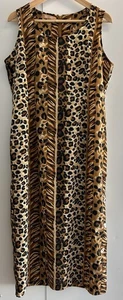 Vestido para mujer Ellen Tracy talla M estampado animal leopardo boho look por capas sin mangas - Imagen 1 de 9