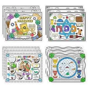 12Pcs Passover Coloring Placemats for Kid Disposable Paper Placemats Pesach J... - Picture 1 of 6