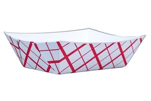0425 #300 Southland Paperboard Food Tray, 3 lb Capacity, Red Check (Case of 500) - Picture 1 of 6