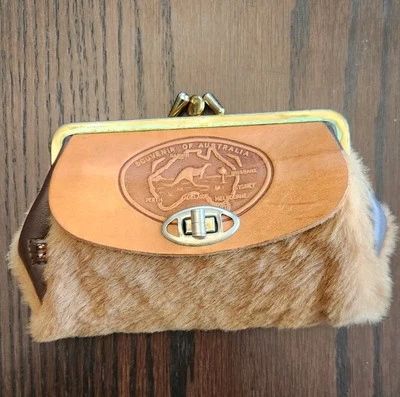 Cartera vintage de piel y cuero recuerdo australiano Foto 1 de 4