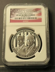 2013 P MARSHALL AND EISENHOWER NGC  PF 69 PROOF EARLY RELEASE - Picture 1 of 1
