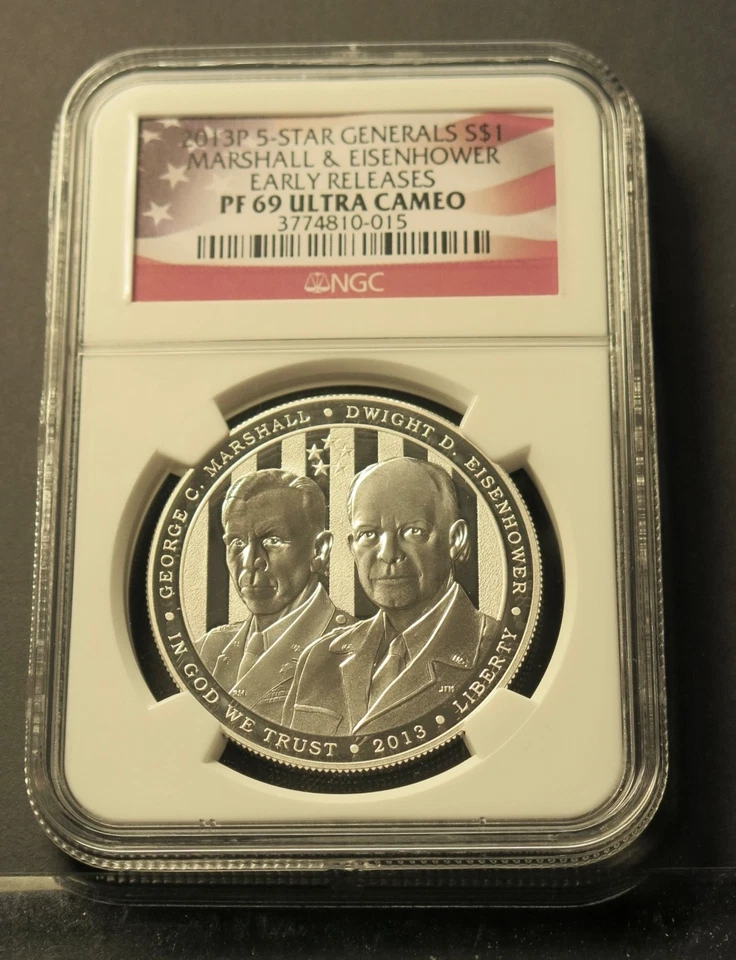 2013 P MARSHALL AND EISENHOWER NGC  PF 69 PROOF EARLY RELEASE - Image 1 of 1