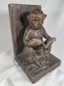 Bookend Monkey Reading A Book Resin - Picture 1 of 10