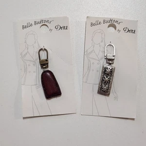 Belle Buttons by Dritz Zipper Pulls in Leather or Metal U Choose - Picture 1 of 4