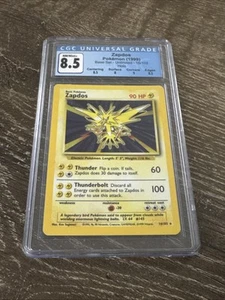 Zapdos 1999 CGC 8.5 NM/Mint+ Base Set Unlimited Holo Rare 16/102 Pokemon Sub Gr - Picture 1 of 2
