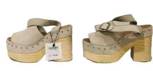 NWT-Zara High Heel Leather Sandals wooden heel Limited Edition Beige US 7.5 $199 - Picture 1 of 21