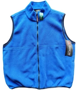 Vintage 90s LL Bean Full Zip Vest Jacket Men's Large L Blue Fleece Polartec NEW - Picture 1 of 16