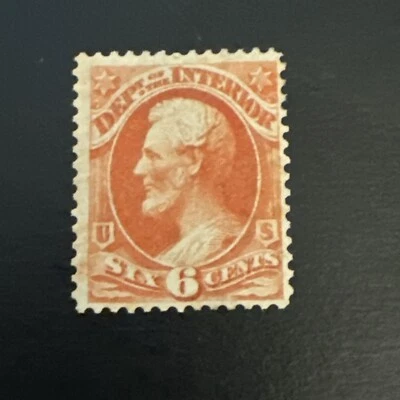 US  Stamps Scott #O18…6 cents…Dept of Interior Mint Og Hinged - Image 1 of 2