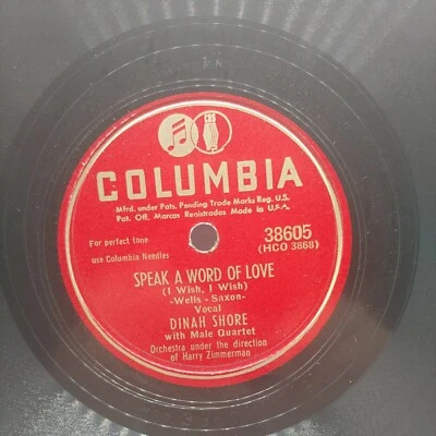 Speak A Word Of Love / Dear Hearts And Gentle People Dinah Shore 78 RPM - Image 1 of 4