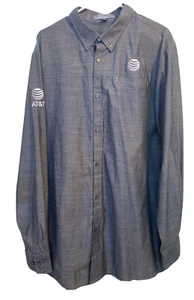 Cintas Mens Button Down AT&T Shirt XL Gray Chambray Long Sleeves Logo Never Worn - Picture 1 of 7