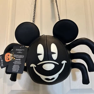 Neu mit Etikett Loungefly Stitch Shoppe MICKEY MOUSE Glow Spinne Umhängetasche + Kürbis PIN - Bild 1 von 12