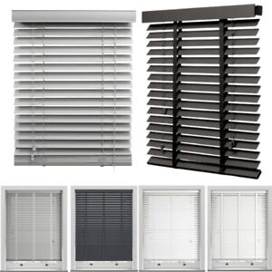 FAUX WOOD VENETIAN BLINDS WITH TAPES TRIMMABLE EASY FIT 50MM SLATS WINDOW BLINDS
