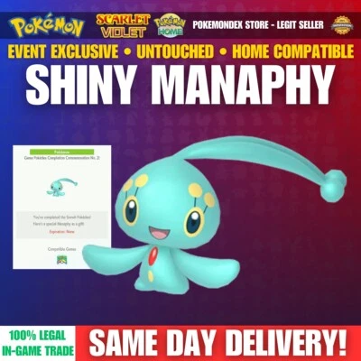 SHINY MANAPHY ✨ Sinnoh Pokédex GIFT ⭐️ HOME ⭐️ Pokemon Scarlet and Violet - Image 1 of 4