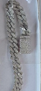 10k Gold Natural Diamond Cuban Link Bracelet - Picture 1 of 8