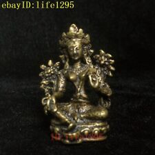 Chinese Tibet Bronze Carving Tara Goddess Buddha figurine Statue Amulet Pendant