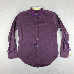 Robert Graham X Shirt Mens Medium Purple Maroon Tailored Fit Dress Button Up - Picture 1 of 14