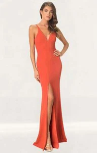 Dress The Population Womens Orange Maxi Dress V-Neck Sleeveless RRP £210 - Picture 1 of 10