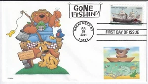 GONE FISHING   BEAR   FDC- DWc CACHET - Picture 1 of 1