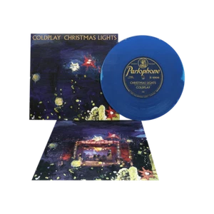 COLDPLAY CHRISTMAS LIGHTS BLUE DISC 7" VINYL SINGLE & ART PRINT LIMITED RARE - Imagen 1 de 2