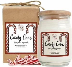 Vela de Navidad de soja Aira, caña de caramelo de menta, orgánica, aceites esenciales vegana - Imagen 1 de 8