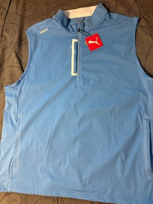 PUMA GOLF REGAL BLUE WHITE & GRAY 1/4 ZIP. VEST SIZE L MEN NWT $115.00 - Image 1 of 4