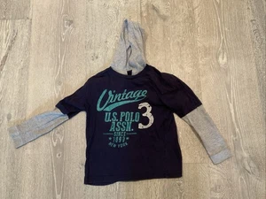 Boys U.S. POLO ASSN. Long Sleeve Style Shirt With Thermal Sleeves And Hood Sz 8 - Picture 1 of 12