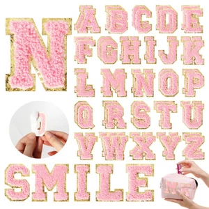 Chenille Letters Patches Self-Adhesive for Clothing: 52pcs Pink Preppy Varsit... - Picture 1 of 6
