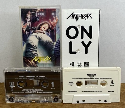 Anthrax 2 Cassette Tape Lot Spreading the Disease 1985 + Only 1993 Promo Tested - Image 1 of 4