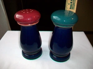 VINTAGE DENBY HARLEQUIN LARGE SALT AND PEPPER SHAKERS 5 1/2" - Picture 1 of 6