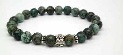 Afrikanischer Türkis Eule Armband Perlenarmband Naturstein Partnerarmband  - Bild 1 von 2