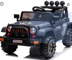 12V Kids Electric Ride-On Car with Remote, LED Lights & Music - Gunmetal Gray - Picture 1 of 6