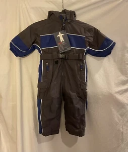 Children's Place Baby Boys' 12 Months Grey Blue Hooded One Piece Snowsuit NWT - Picture 1 of 9