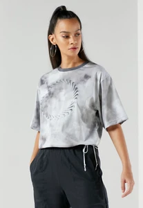 Nike Womens Icon Clash Tie Dye Mesh Top Plus Sz 1X Gray White Short Sleeves New - Picture 1 of 14
